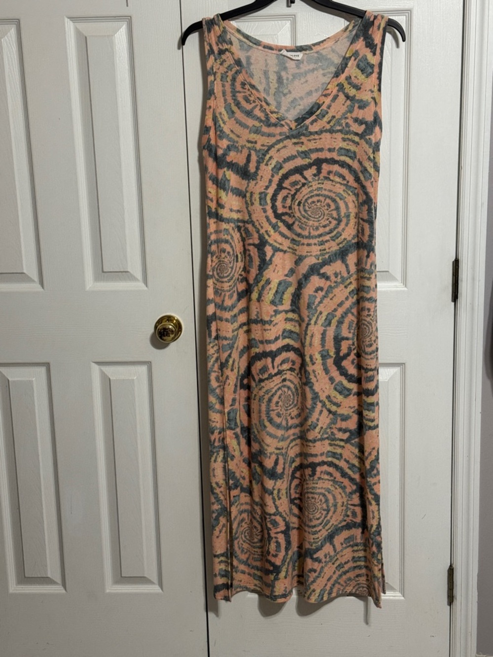 First Love Pastel Tie-Dye Maxi Dress in Peach and Gray